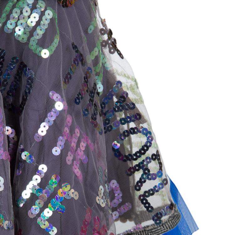 Pre Owned Roma e Tosca Multicolor Sequin Embellished Skirt 10 Yrs