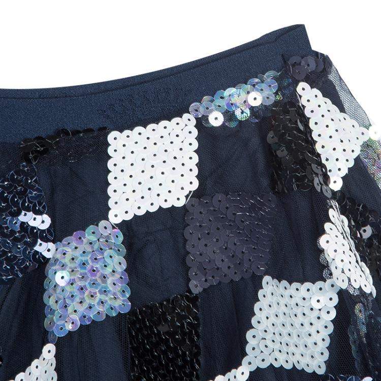 Pre Owned Roma e Tosca Navy Blue Sequin Embellished Skirt 12 Yrs 