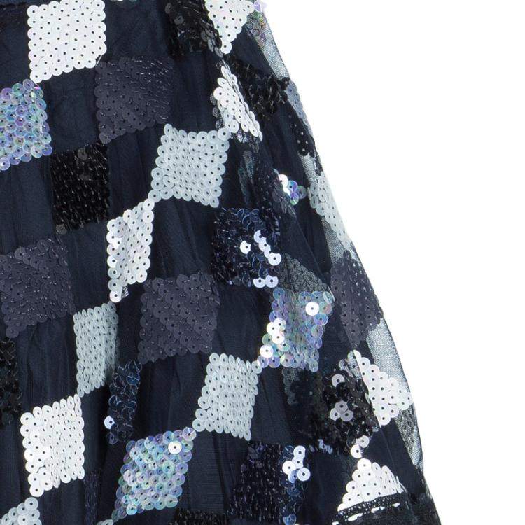 Pre Owned Roma e Tosca Navy Blue Sequin Embellished Skirt 12 Yrs 