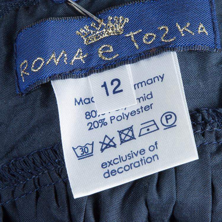 Pre Owned Roma e Tosca Navy Blue Sequin Embellished Skirt 12 Yrs 