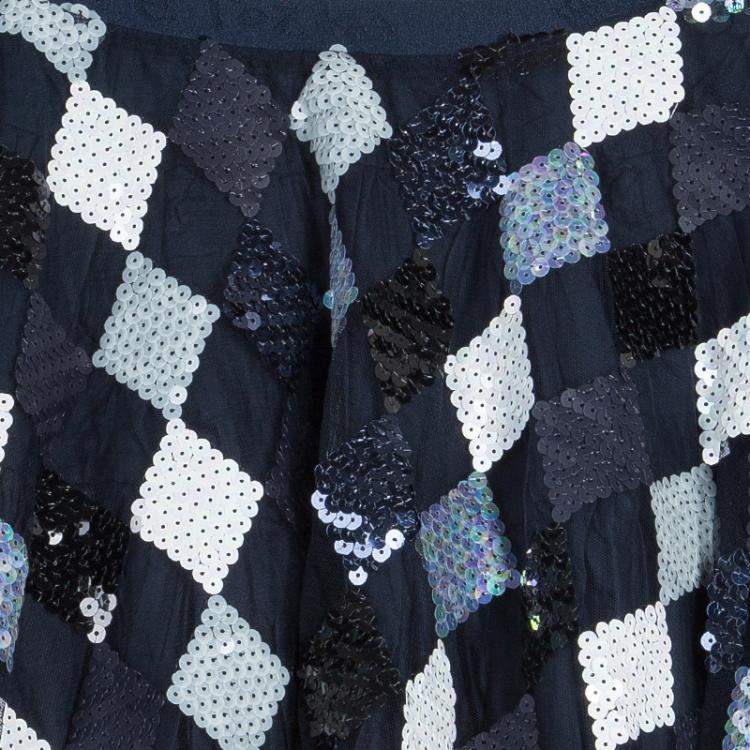 Pre Owned Roma e Tosca Navy Blue Sequin Embellished Skirt 12 Yrs