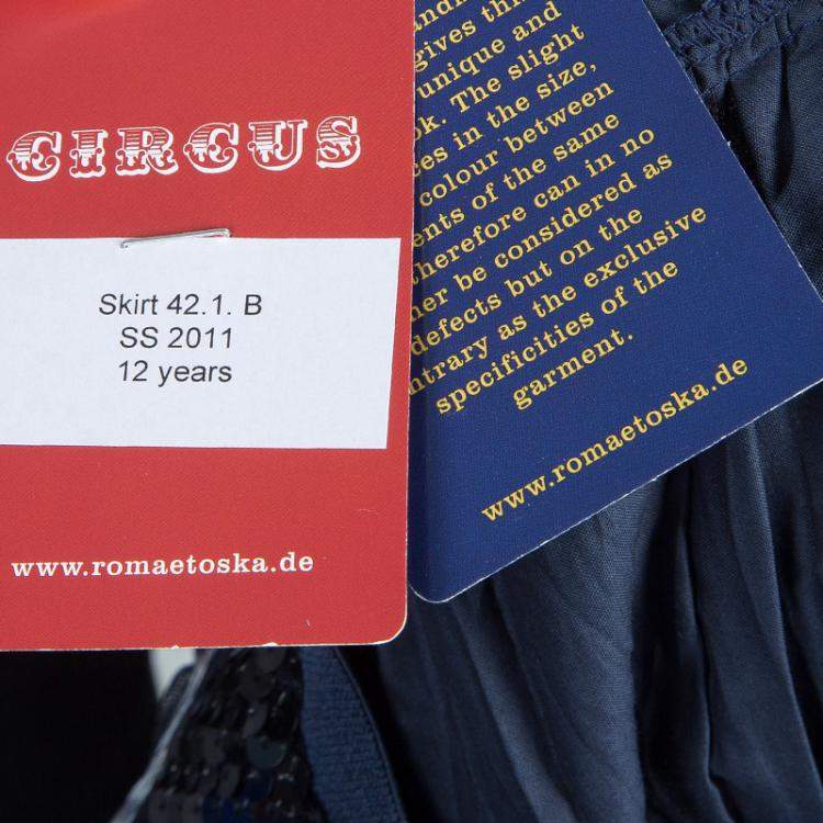 Pre Owned Roma e Tosca Navy Blue Sequin Embellished Skirt 12 Yrs