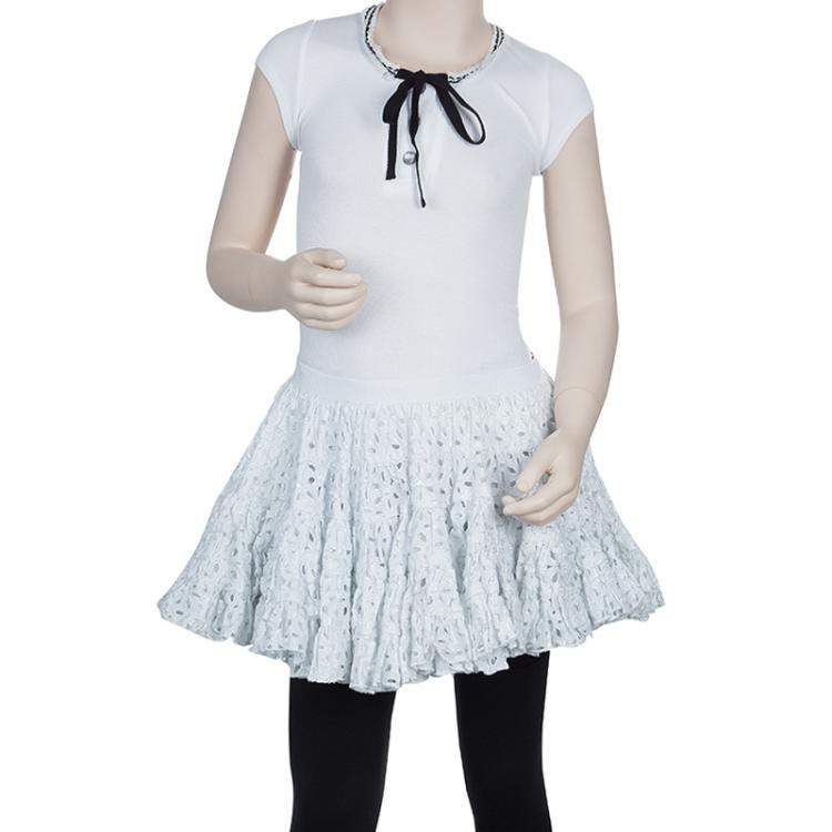 Pre Owned Roma e Tosca White Eyelet Embroidered Tiered Skirt 12 Yrs