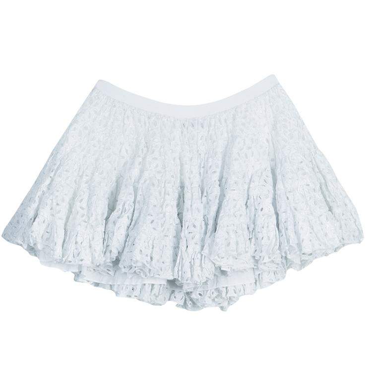Pre Owned Roma e Tosca White Eyelet Embroidered Tiered Skirt 12 Yrs
