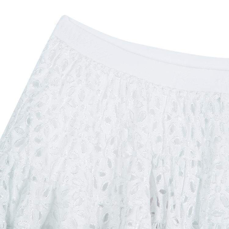 Pre Owned Roma e Tosca White Eyelet Embroidered Tiered Skirt 12 Yrs