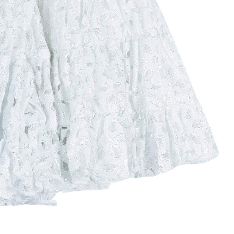 Pre Owned Roma e Tosca White Eyelet Embroidered Tiered Skirt 12 Yrs