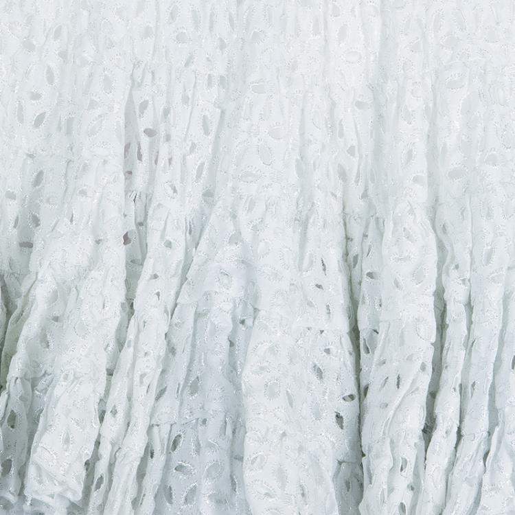 Pre Owned Roma e Tosca White Eyelet Embroidered Tiered Skirt 12 Yrs