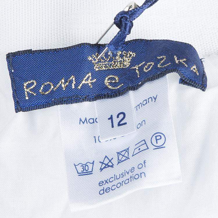 Pre Owned Roma e Tosca White Eyelet Embroidered Tiered Skirt 12 Yrs