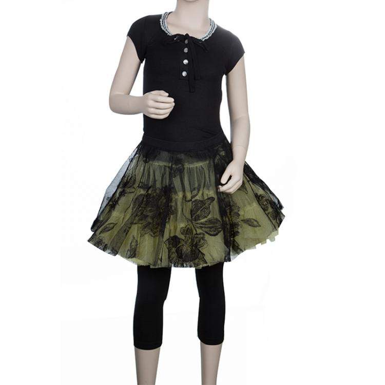 Pre Owned Roma e Tosca Yellow Lace Rose Print Overlay Skirt 12 Yrs 