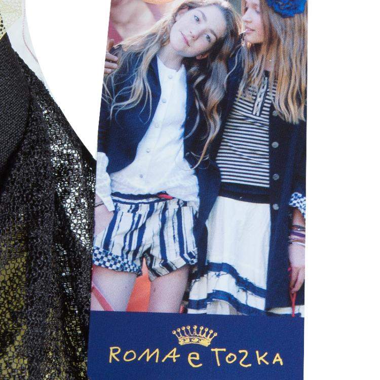 Pre Owned Roma e Tosca Yellow Lace Rose Print Overlay Skirt 12 Yrs 