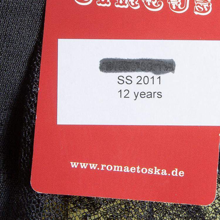 Pre Owned Roma e Tosca Yellow Lace Rose Print Overlay Skirt 12 Yrs 