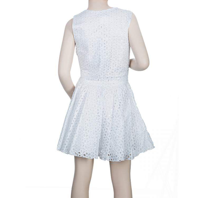 Pre Owned Roma e Tosca White Eyelet Embroidered Sleeveless Dress 10 Yrs 