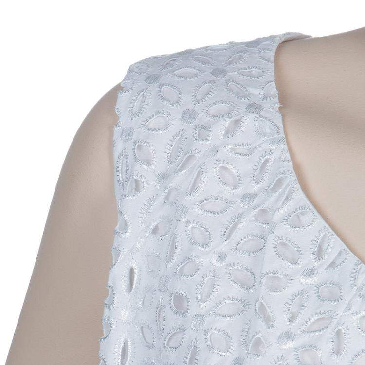 Pre Owned Roma e Tosca White Eyelet Embroidered Sleeveless Dress 10 Yrs 