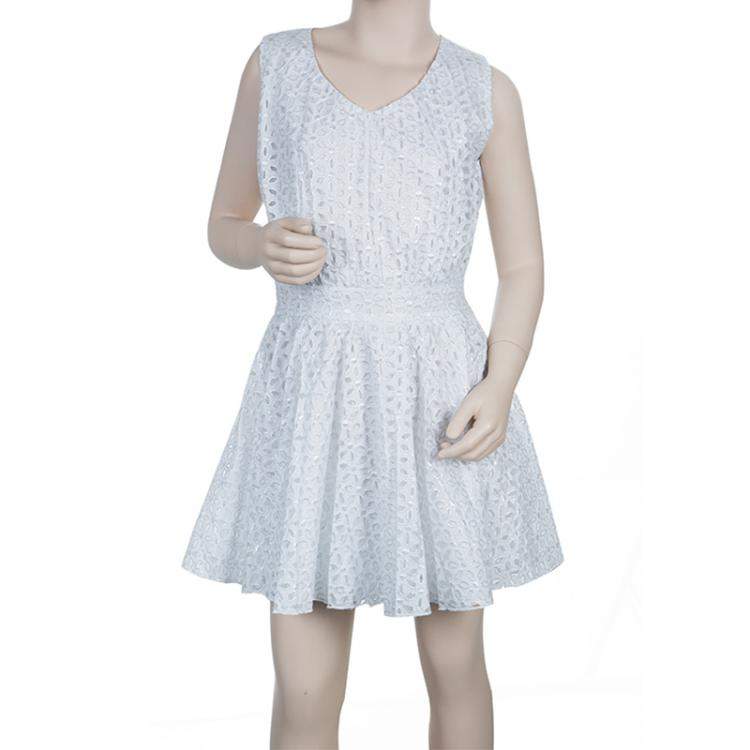 Pre Owned Roma e Tosca White Eyelet Embroidered Sleeveless Dress 12 Yrs 