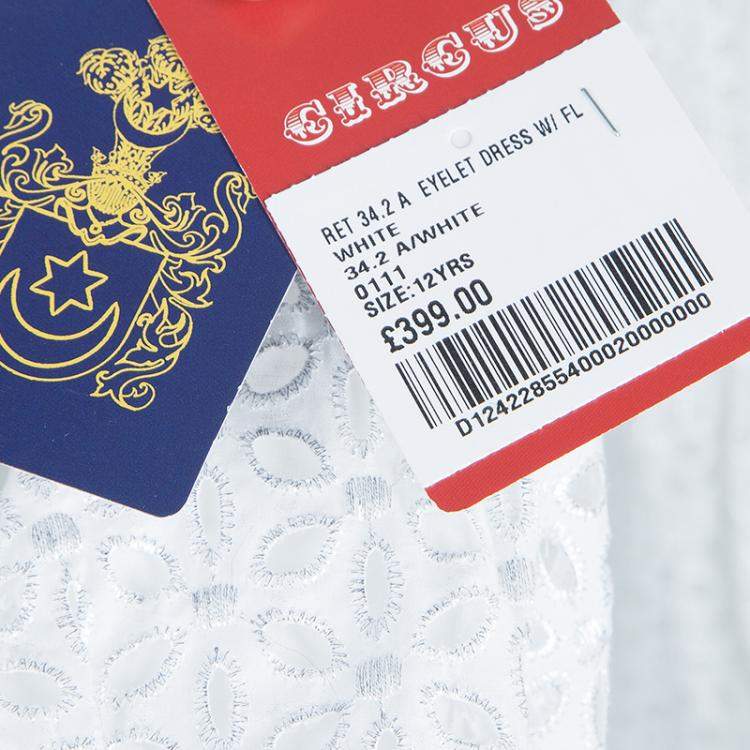 Pre Owned Roma e Tosca White Eyelet Embroidered Sleeveless Dress 12 Yrs 