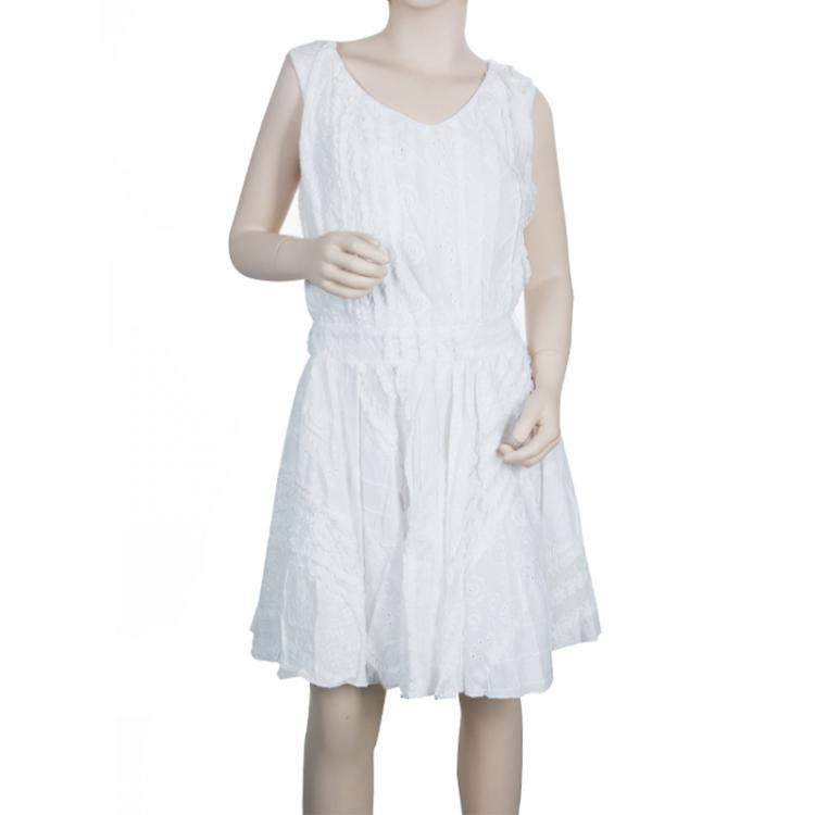 Pre Owned Roma e Tosca White Embroidered Sleeveless Dress 12 Yrs
