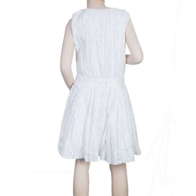 Pre Owned Roma e Tosca White Embroidered Sleeveless Dress 12 Yrs