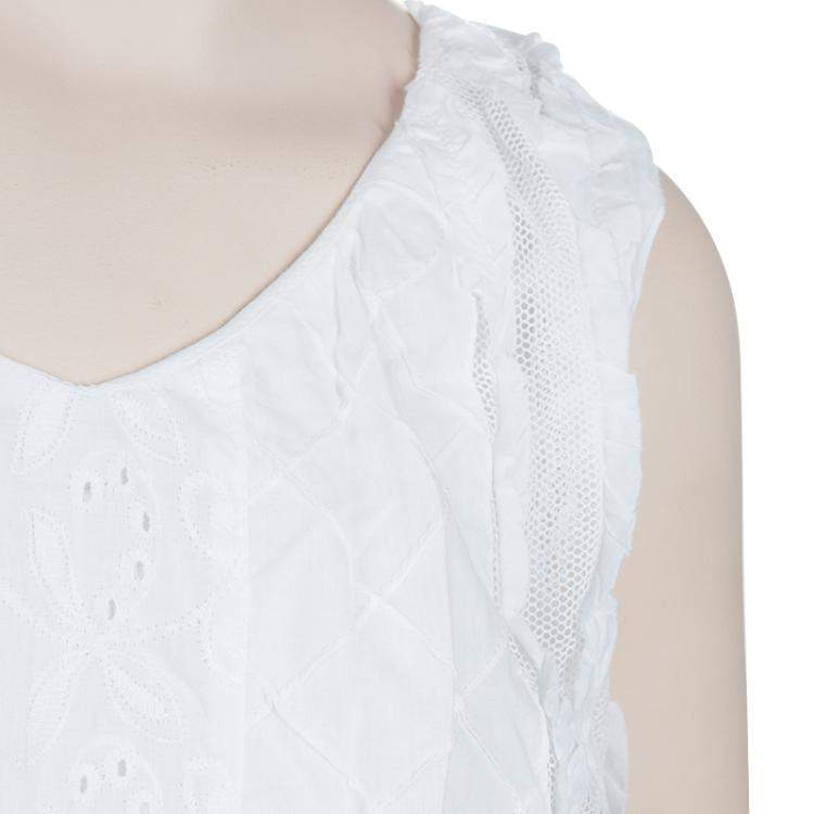 Pre Owned Roma e Tosca White Embroidered Sleeveless Dress 12 Yrs
