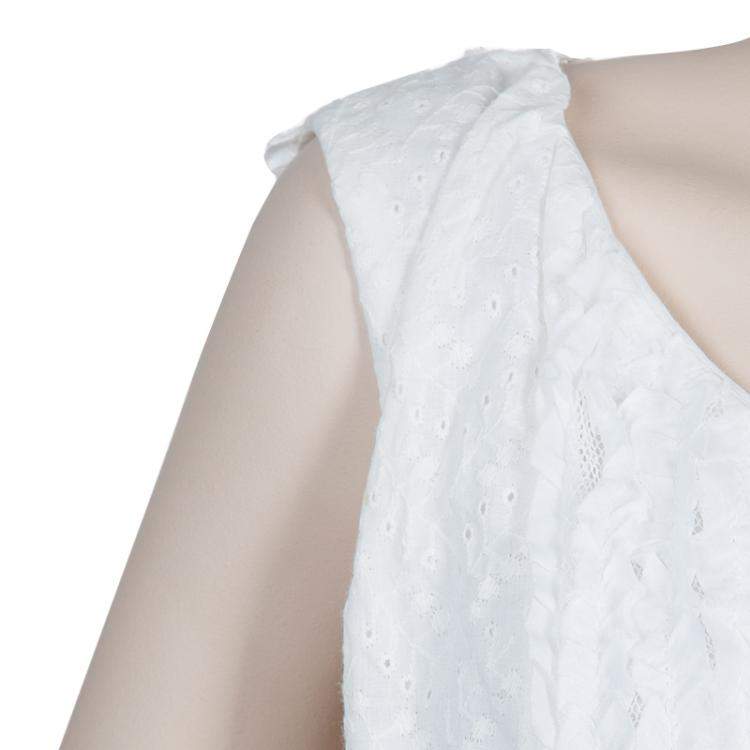 Pre Owned Roma e Tosca White Embroidered Sleeveless Dress 12 Yrs