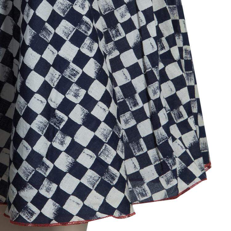 Pre Owned Roma e Tosca Blue & White Square Print Sleeveless Dress 10 Yrs 