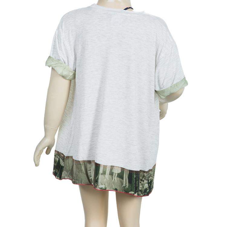 Pre Owned Roma e Tosca Light Grey Melange New York Print Trim Dress 6 Yrs 