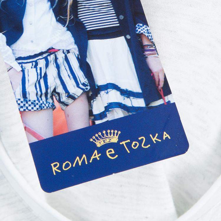 Pre Owned Roma e Tosca Light Grey Melange New York Print Trim Dress 6 Yrs 