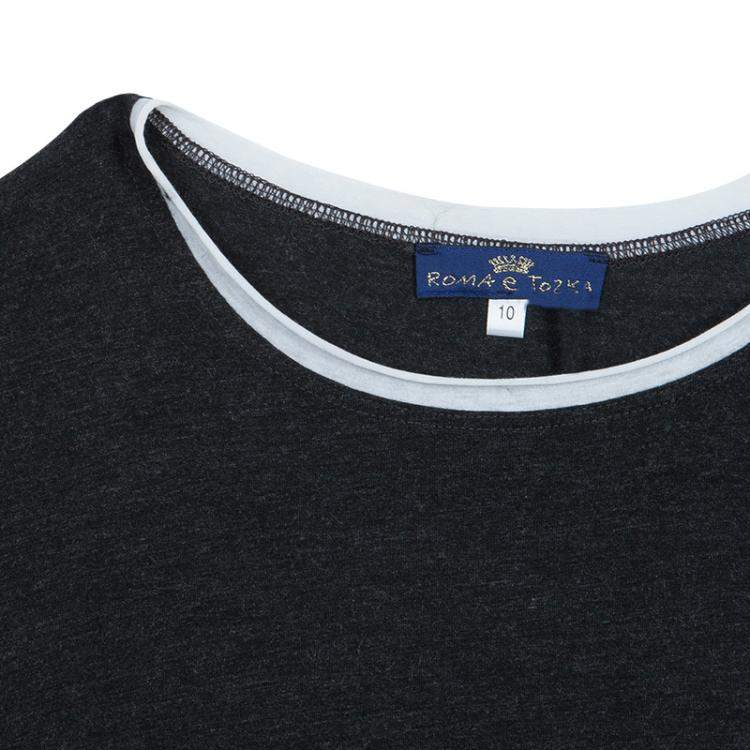 Pre Owned فستان روما إي توسكا بحافة مطبوعة بصورة نيويورك رصاصي داكن 10 سنوات