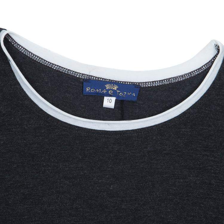 Pre Owned فستان روما إي توسكا بحافة مطبوعة بصورة نيويورك رصاصي داكن 10 سنوات