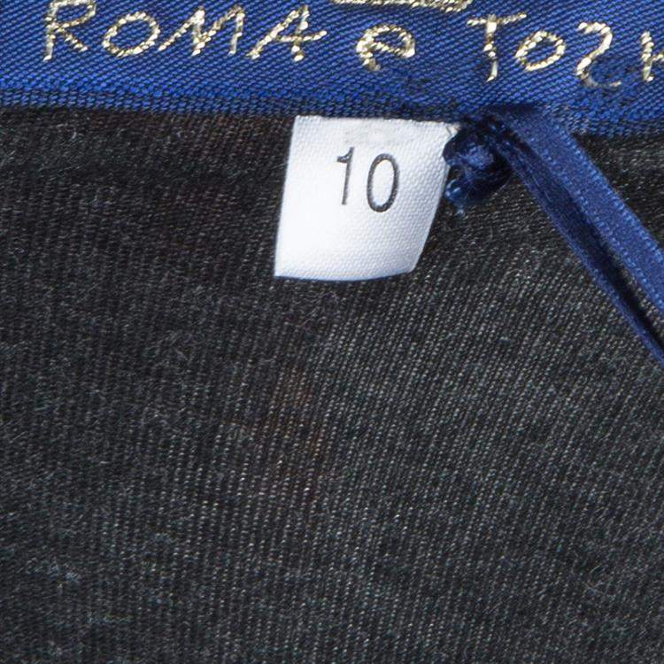 Pre Owned فستان روما إي توسكا بحافة مطبوعة بصورة نيويورك رصاصي داكن 10 سنوات