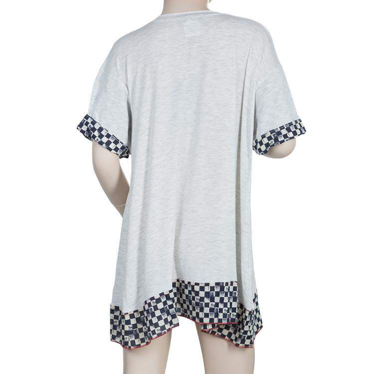 Pre Owned Roma e Tosca Light Grey Melange Printed Trim Dress 12 Yrs 