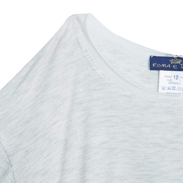 Pre Owned Roma e Tosca Light Grey Melange Printed Trim Dress 12 Yrs 