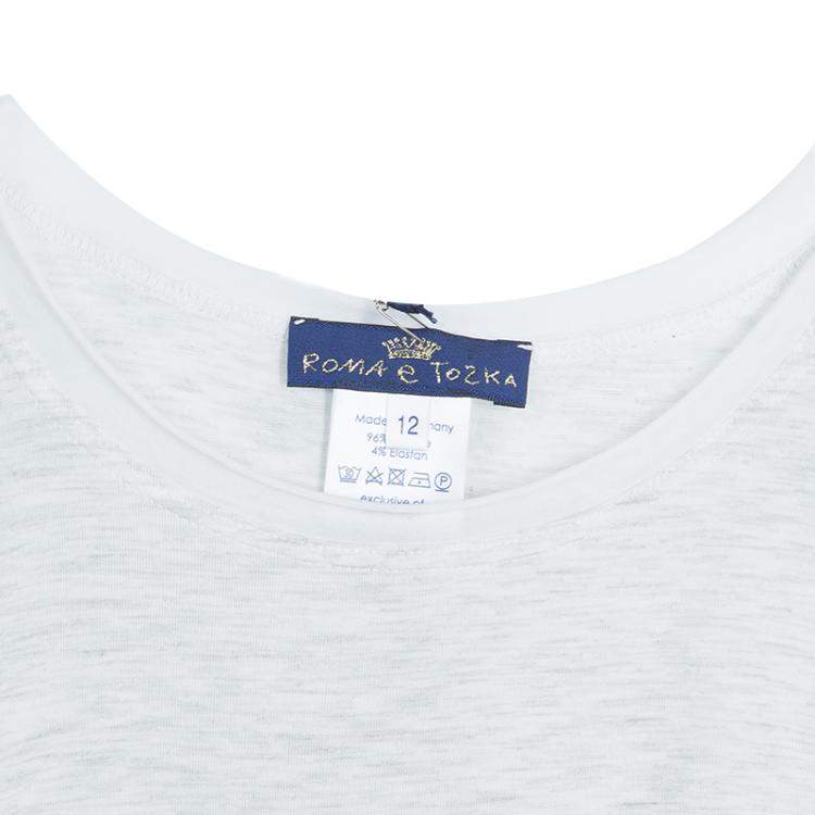 Pre Owned Roma e Tosca Light Grey Melange Printed Trim Dress 12 Yrs 