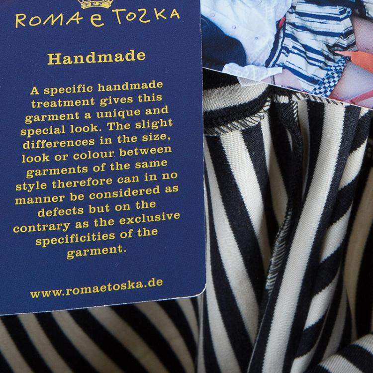 Pre Owned Roma e Tosca Monochrome Striped Leggings 11 Yrs 