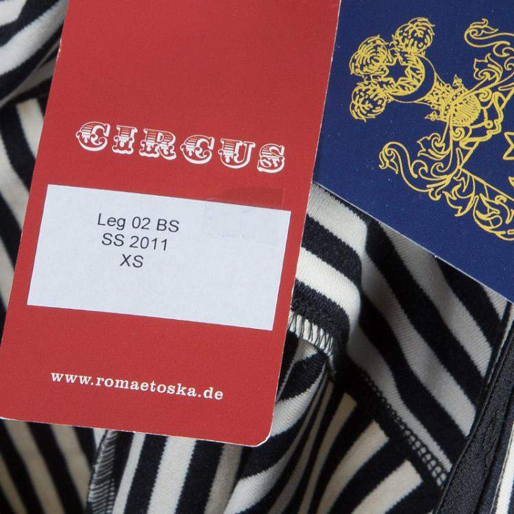 Pre Owned Roma e Tosca Monochrome Striped Leggings 11 Yrs 