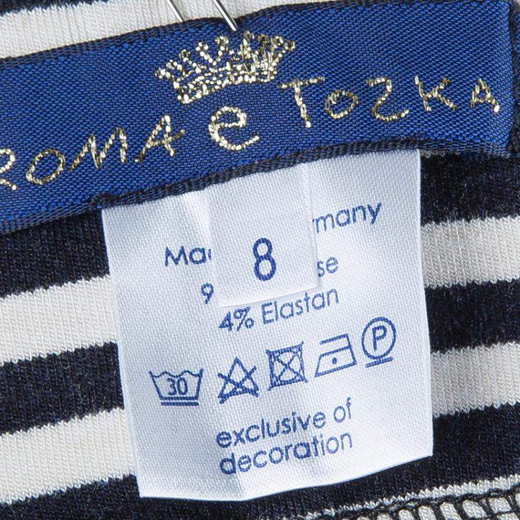 Pre Owned Roma e Tosca Monochrome Striped Capri Leggings 8 Yrs