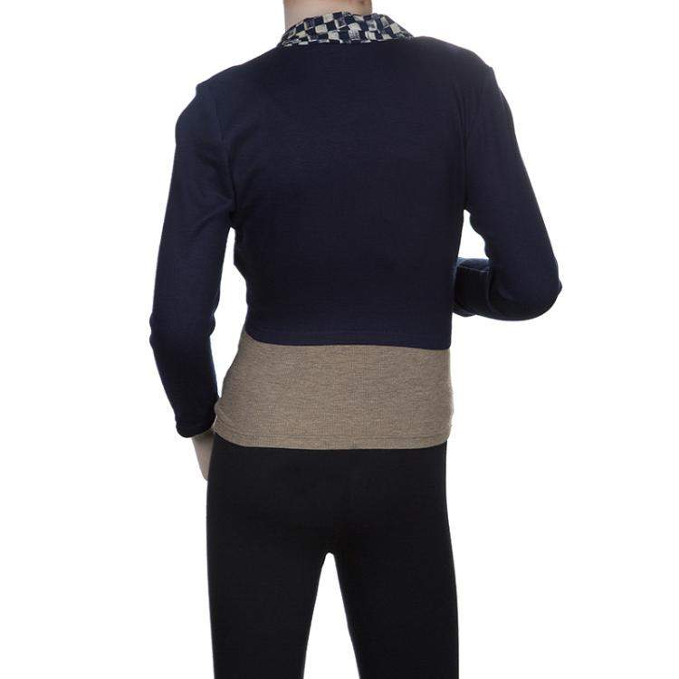 Pre Owned Roma e Tosca Navy Blue Printed Trim Bolero Top 12 Yrs 