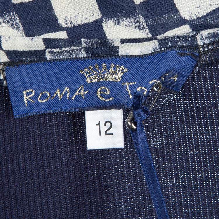 Pre Owned Roma e Tosca Navy Blue Printed Trim Bolero Top 12 Yrs 