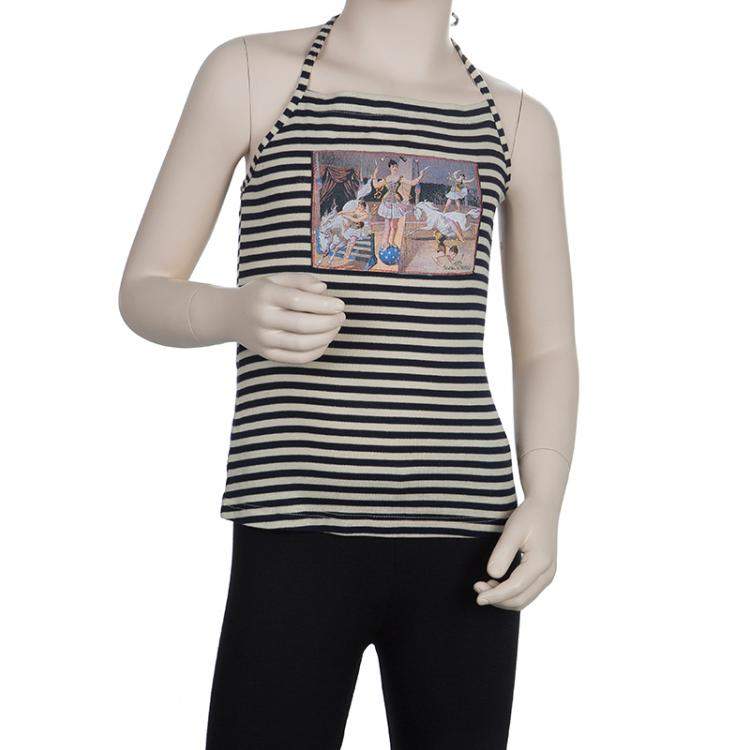 Pre Owned Roma e Tosca Monochrome Striped Patch Print Halter Top 10 Yrs