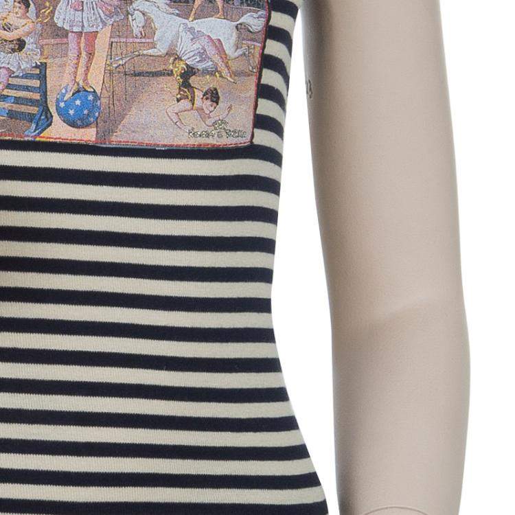 Pre Owned Roma e Tosca Monochrome Striped Patch Print Halter Top 10 Yrs