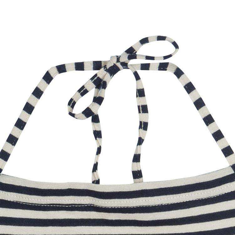 Pre Owned Roma e Tosca Monochrome Striped Patch Print Halter Top 10 Yrs