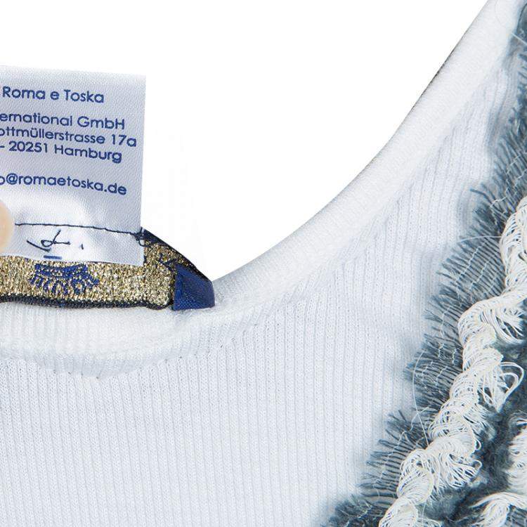 Pre Owned Roma e Tosca White Lace Trim Sleeveless Tshirt 10 Yrs 