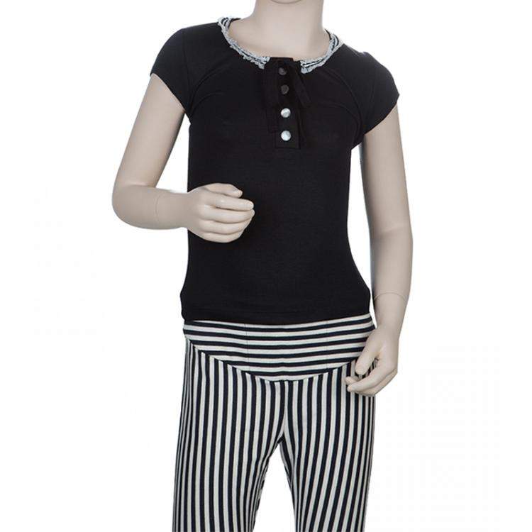 Pre Owned Roma e Tosca Black Lace Trim Tshirt 8 Yrs 