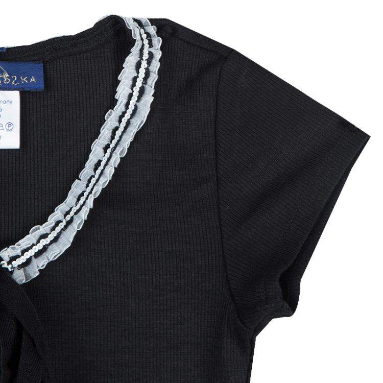 Pre Owned Roma e Tosca Black Lace Trim Tshirt 8 Yrs 