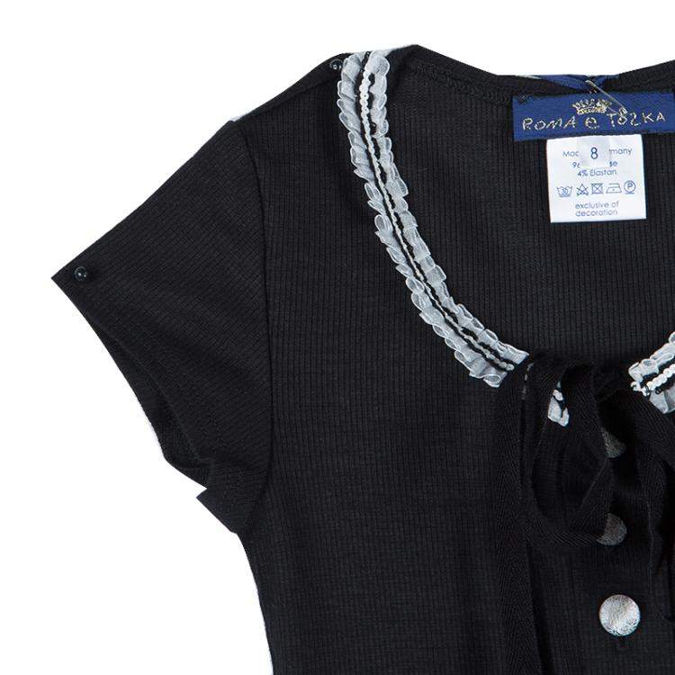 Pre Owned Roma e Tosca Black Lace Trim Tshirt 8 Yrs 