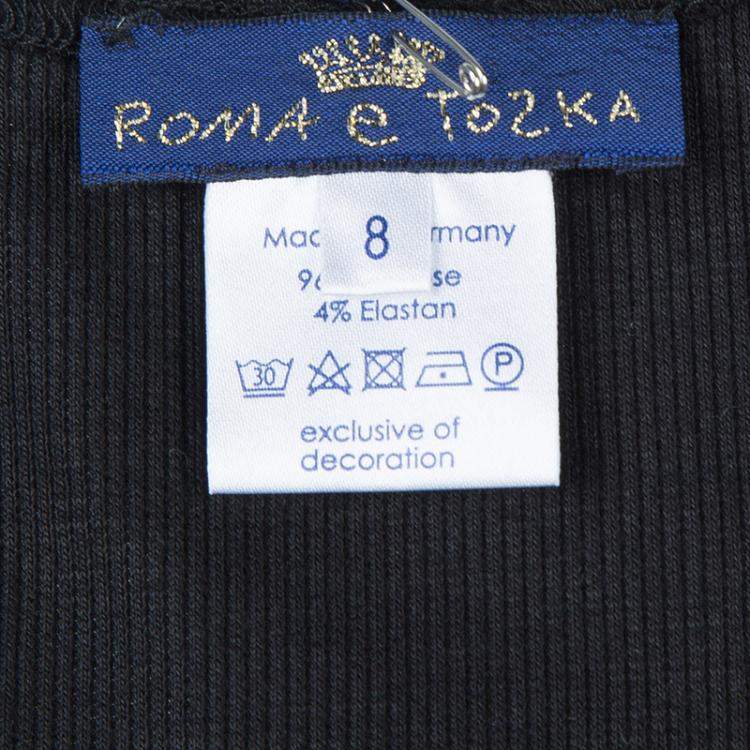 Pre Owned Roma e Tosca Black Lace Trim Tshirt 8 Yrs 