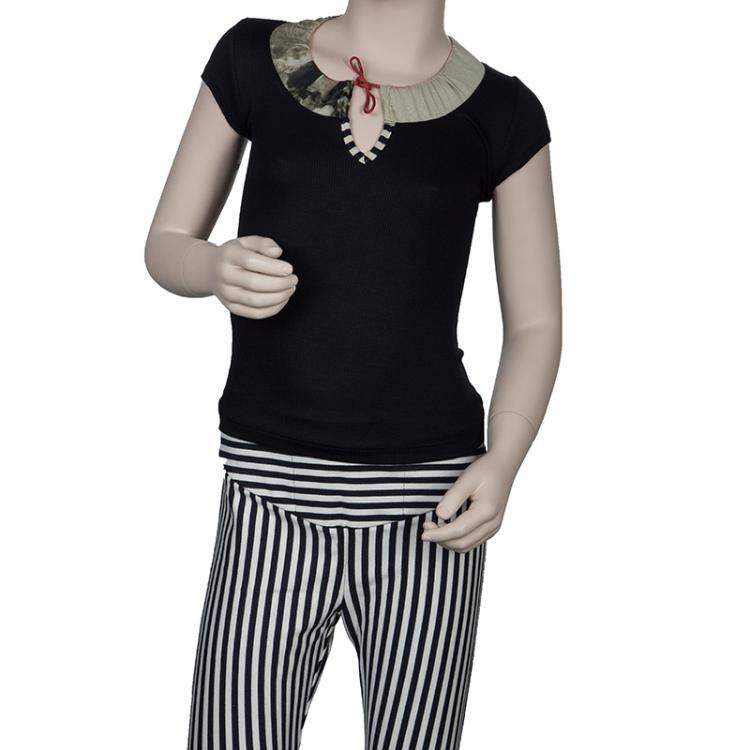 Pre Owned Roma e Tosca Black Contrast Neckline Tshirt 12 Yrs 