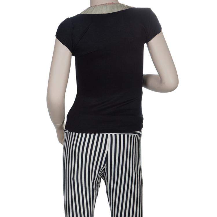 Pre Owned Roma e Tosca Black Contrast Neckline Tshirt 12 Yrs 