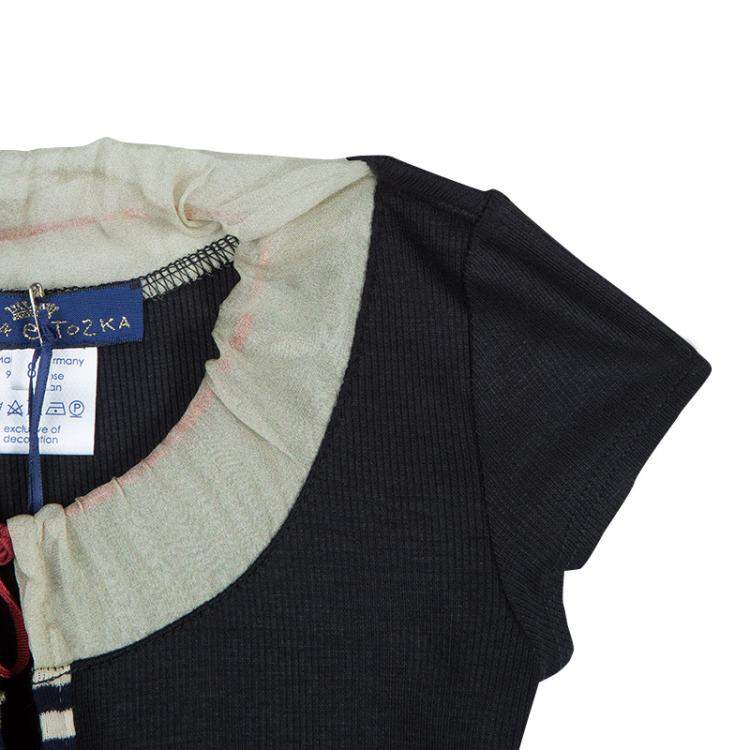 Pre Owned Roma e Tosca Black Contrast Neckline Tshirt 12 Yrs 