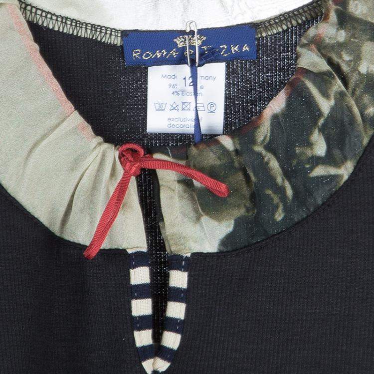 Pre Owned Roma e Tosca Black Contrast Neckline Tshirt 12 Yrs 