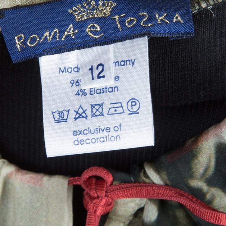 Pre Owned Roma e Tosca Black Contrast Neckline Tshirt 12 Yrs 